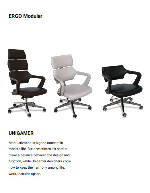 PU Ergonomic Leather Office Chair Executive Gray Swivel Desk Type fixed armrest